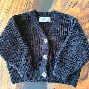 H&M Toddler Boys 3-4T Chunky Knit Button Cardigan Sweater Black